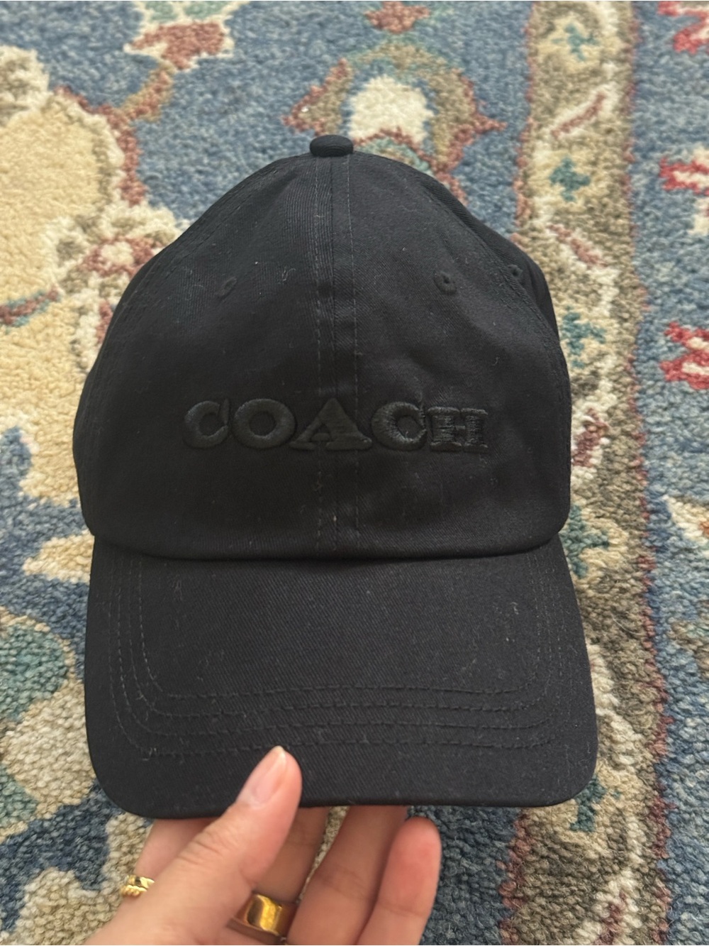 Coach Black Tonal Logo Baseball Cap
